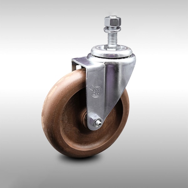 5 Inch SS High Temp Glass Filled Nylon Wheel Swivel 1/2 Inch Threaded Stem Caster